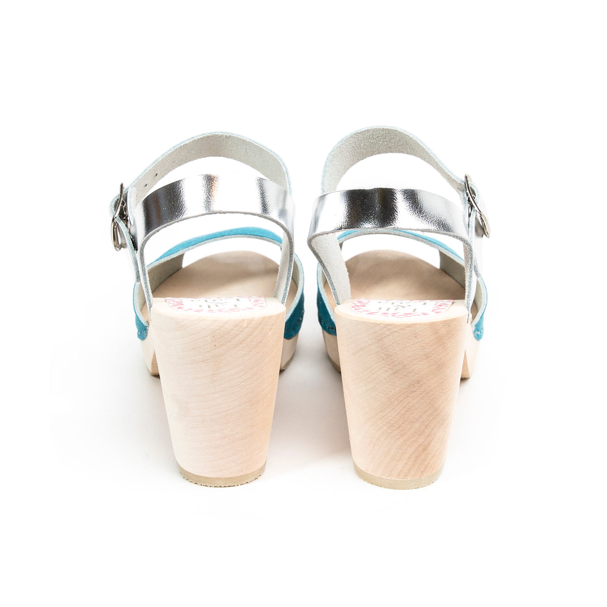 Visby store turquoise silver clog sandal